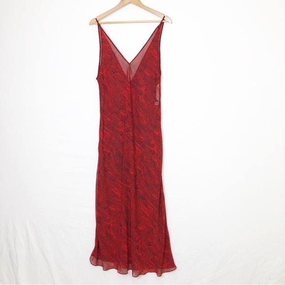 Victoria’s Secret red printed sheer Maxi slip dress - Picture 9 of 10